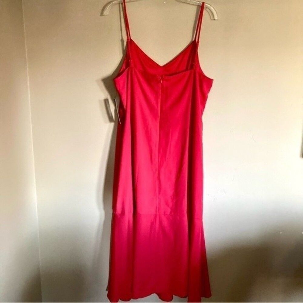 NEW Lulus Lovely Lillies Midi Dress Trumpet Peplum Hem Lined Red Size XL - Picture 7 of 11